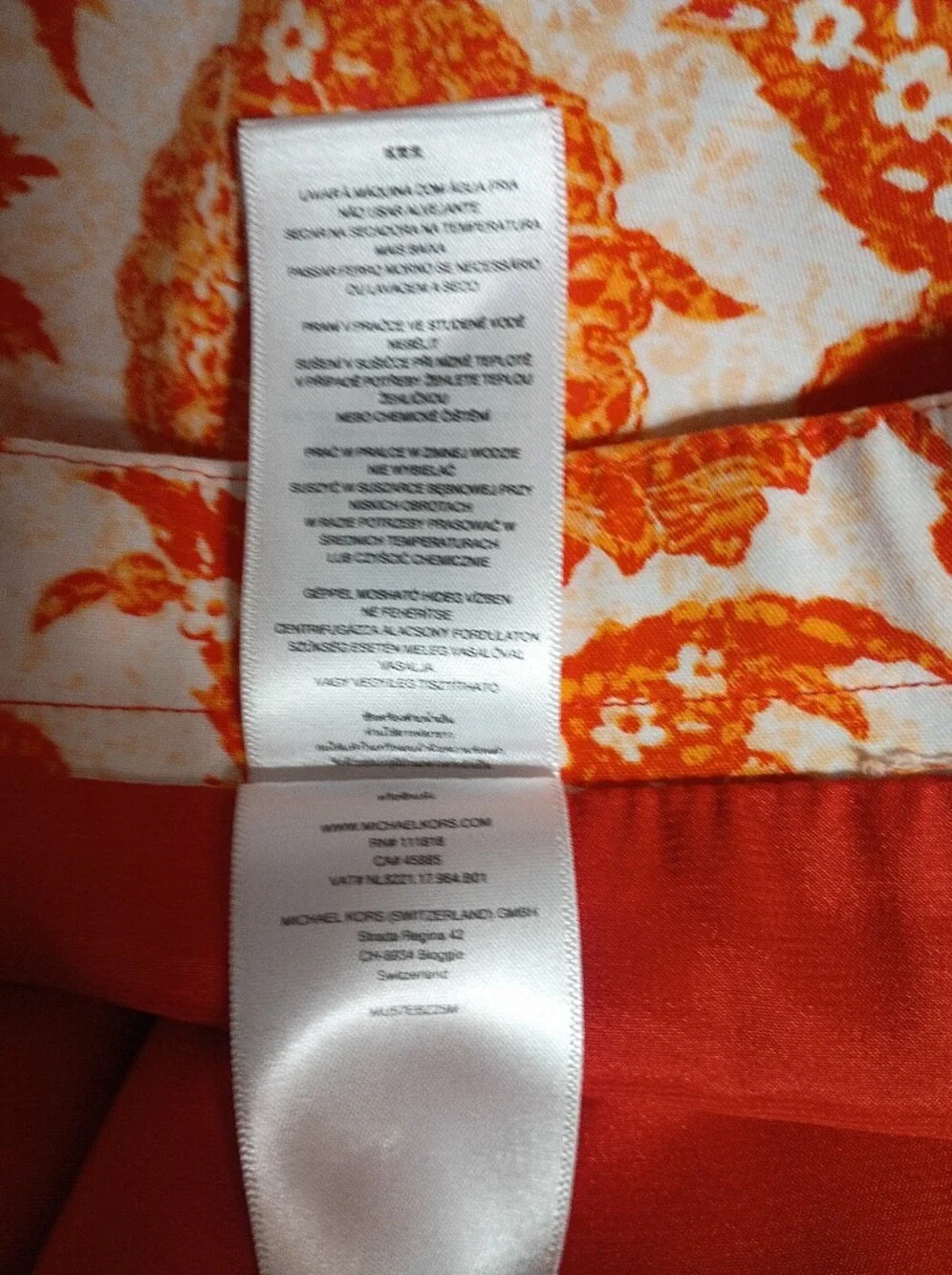 Michael Kors Orange and White Floral Mini Skirt